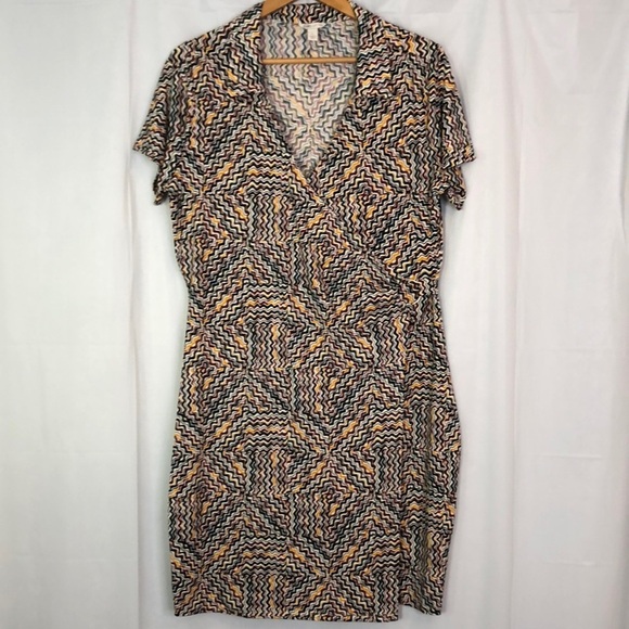 CATO Womens Abstract Print Faux Wrap Dress - Size L - Picture 4 of 11